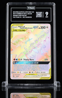 2019 POKEMON SM HIDDEN FATES 69/68 MOLTRES ZAPDOS ARTICUNO GX - TAG 9 MINT - Image 1