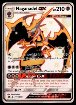 Naganadel GX Shiny Holo Rare Hidden Fates: Shiny Vault SV63/SV94 NM Pokemon TCG - Image 1