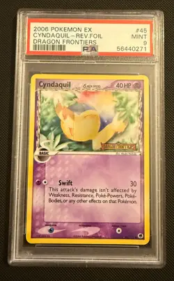 PSA 9 2006 POKEMON EX DRAGON FRONTIERS 45/101 CYNDAQUIL REVERSE Holo PSA 9 - Image 1