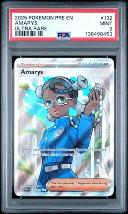 2025 POKEMON PRE EN-PRISMATIC EVOLUTIONS ULTRA RARE #132 AMARYS PSA 9 - Image 1