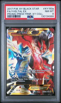 2017 POKEMON XY BLACK STAR PROMO PREM TRAINER XY COLL FULL ART/YVELTAL EX PSA 8 - Image 1