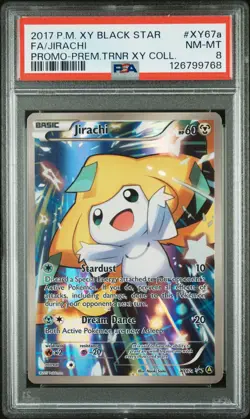 2017 Pokemon Black Star Jirachi Full Art #XY67a XY Promos NM-MT PSA 8 - Image 1