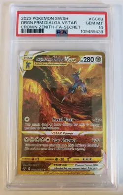 Pokemon Origin Forme Dialga Vstar GG68 Crown Zenith PSA 10 Fast Shipping - Image 1