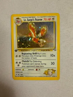 2000 Pokemon - 1st Edition Lt. Surge’s Fearow Holo Rare Gym Heroes 7/132 - WOTC - Image 1
