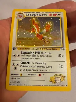 2000 Pokemon - 1st Edition Lt. Surge’s Fearow Holo Rare Gym Heroes 7/132 - WOTC - Image 3