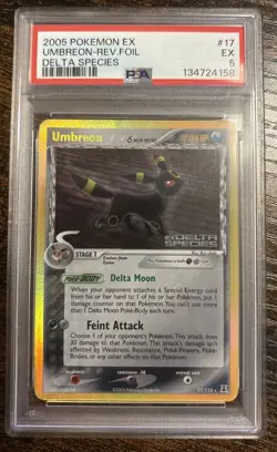 2005 Pokemon Ex Umbreon Reverse Foil Delta Species Stamped PSA 5 - Image 1