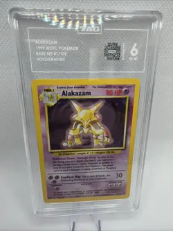 Pokemon Alakazam 1/102 Holo Unlimited Edition Base Set 1999 WOTC Graded TAG 6 - Image 1