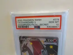 2020 POKEMON SWORD & SHIELD CHAMP'S PATH SECRET #079 FULL ART/CHARIZARD V PSA 10 - Image 2