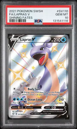 2021 POKEMON SWORD & SHIELD SHINING FATES #SV110 FULL ART/LAPRAS V PSA 10 - Image 1