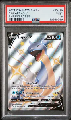 2021 POKEMON SWORD & SHIELD SHINING FATES #SV110 FULL ART/LAPRAS V PSA 9 - Image 1