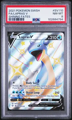2021 POKEMON SWORD & SHIELD SHINING FATES #SV110 FULL ART/LAPRAS V PSA 8 - Image 1