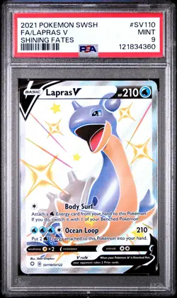 2021 POKEMON SWORD & SHIELD SHINING FATES #SV110 FULL ART/LAPRAS V PSA 9 - Image 1