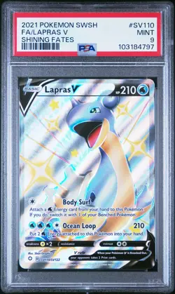2021 POKEMON SWORD & SHIELD SHINING FATES #SV110 FULL ART/LAPRAS V PSA 9 - Image 1