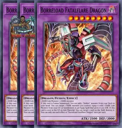 Yugioh! 3x Borreload Fatalflare Dragon BPRO-EN032 Super Rare 1st Ed NM - Image 1