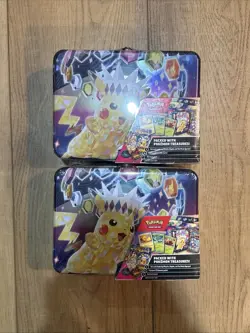 Pokemon Surging Sparks 2024 Fall Collectors Chest Sealed Tin Lunchbox - LOT OF 2 - Image 1
