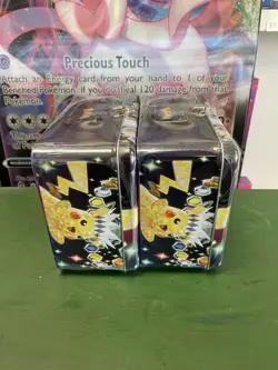 Dent Pokemon Surging Sparks 2024 Fall Collectors Chest Sealed Tin Lunchbox X2 - Image 4