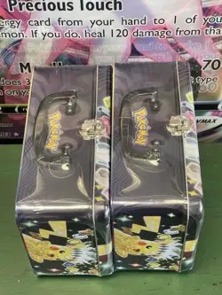 Dent Pokemon Surging Sparks 2024 Fall Collectors Chest Sealed Tin Lunchbox X2 - Image 5