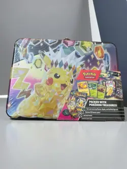 Pokemon Surging Sparks 2024 Fall Collector Chest Sealed Tin Lunchbox + 6 Booster - Image 1