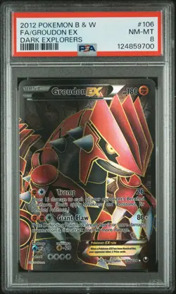 2012 POKEMON BLACK & WHITE DARK EXPLORERS #106 FULL ART/GROUDON EX PSA 8 NM - Image 1