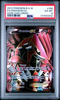 2012 POKEMON B&W DARK EXPLORERS #106 FULL ART/GROUDON EX PSA 6 - Image 1