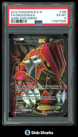 2012 POKEMON BLACK & WHITE DARK EXPLORERS #106/108 GROUDON EX FULL ART UR PSA 6 - Image 1