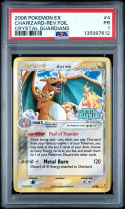 PSA 1 Charizard 4/100 Crystal Guardians STAMPED Reverse Holo Rare Pokemon Card - Image 1