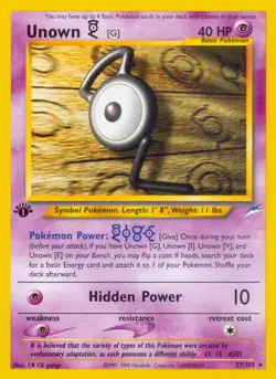 Unown - 27/105 - Pokemon Neo Destiny 1st Edition Holo Rare Card WOTC NM - Image 1