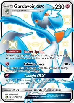 Gardevoir GX - SV75/SV94 - Pokemon Hidden Fates Sun & Moon Shiny Rare Card NM - Image 1