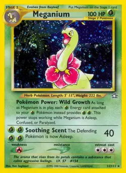 Meganium - 11/111 - Pokemon Neo Genesis Unlimited Holo Rare Card WOTC LP - Image 1