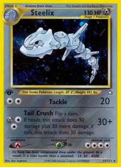 Steelix - 15/111 - Pokemon Neo Genesis 1st Edition Holo Rare Card WOTC LP - Image 1