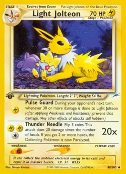 Light Jolteon - 48/105 - Pokemon Neo Destiny 1st Edition Rare Card WOTC NM - Image 1