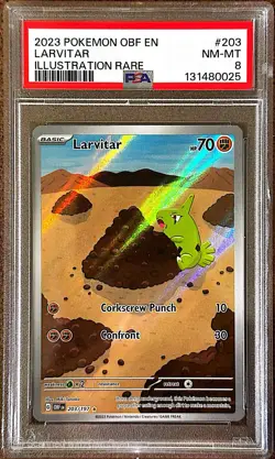 2023 POKEMON OBF EN-OBSIDIAN FLAMES ILLUSTRATION RARE #203 LARVITAR PSA 8 - Image 1