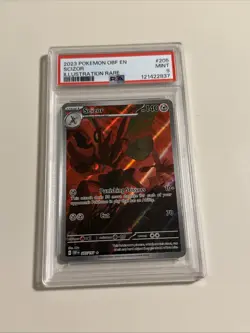 2023 Pokemon OBF EN-OBSIDIAN FLAMES ILLUSTRATION RARE #205 SCIZOR PSA 9 - Image 1