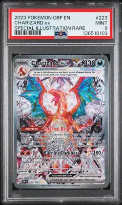 2023 POKEMON OBF EN-OBSIDIAN FLAMES SPECIAL ILLUSTRATION RARE CHARIZARD EX PSA 9 - Image 1