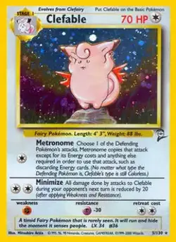 Clefable - 5/130 - Pokemon Base Set 2 Holo Rare Card WOTC LP - Image 1
