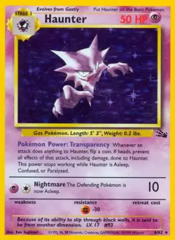 Haunter - 6/62 - Pokemon Fossil Unlimited Holo Rare Card WOTC MP - Image 1