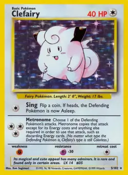 Clefairy - 5/102 - Pokemon Base Set Unlimited Holo Rare Card WOTC HP - Image 1