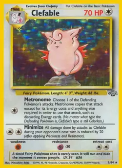 Clefable - 1/64 - Pokemon Jungle Unlimited Holo Rare Card WOTC LP - Image 1