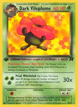 Dark Vileplume - 30/82 - Pokemon Team Rocket 1st Edition Rare Card WOTC NM - Image 1