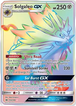 Solgaleo GX - 155/149 - Pokemon Sun & Moon Base Set Secret Rare Card NM - Image 1