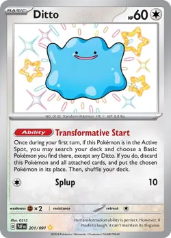 Ditto - 201/091 - Pokemon Paldean Fates Shiny Rare Card NM - Image 1