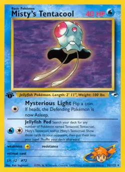Misty's Tentacool - 32/132 - Pokemon Gym Heroes 1st Edition Rare Card WOTC NM - Image 1