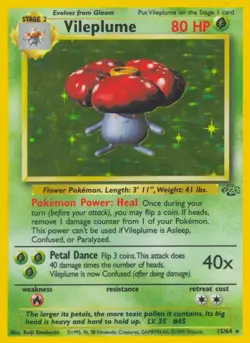 Vileplume - 15/64 - Pokemon Jungle Unlimited Holo Rare Card WOTC MP - Image 1