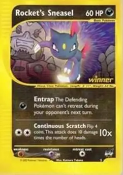 Rocket's Sneasel - 5 - Pokemon (Winner) Promo Wizards Black Star Card NM - Image 1