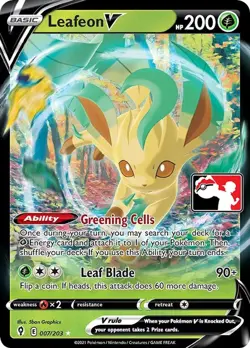 Leafeon V - 007/203 - Pokemon Evolving Skies Prize Pack Series Play Promo NM - Image 1