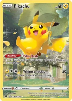 Pikachu - GG30/GG70 - Pokemon Crown Zenith Galarian Gallery Holo Card NM - Image 1