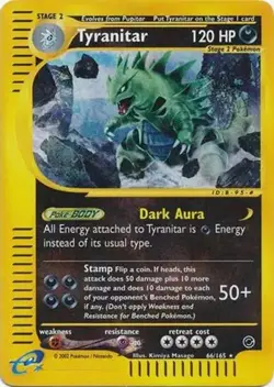 Tyranitar - 66/165 - Pokemon Expedition Non-Holo Rare Card LP - Image 1