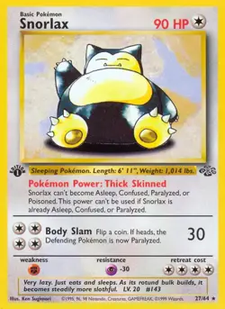 Snorlax - 27/64 - Pokemon Jungle 1st Edition Rare Card WOTC HP - Image 1