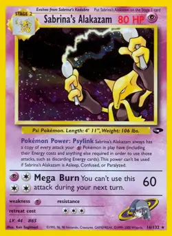 Sabrina's Alakazam - 16/132 - Pokemon Gym Challenge Unlimited Holo Rare Card HP - Image 1