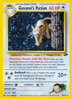 Giovanni's Persian - 8/132 - Pokemon Gym Challenge Unlimited Holo Rare Card HP - Image 1